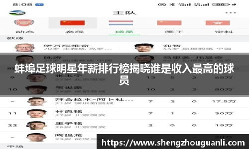 蚌埠足球明星年薪排行榜揭晓谁是收入最高的球员